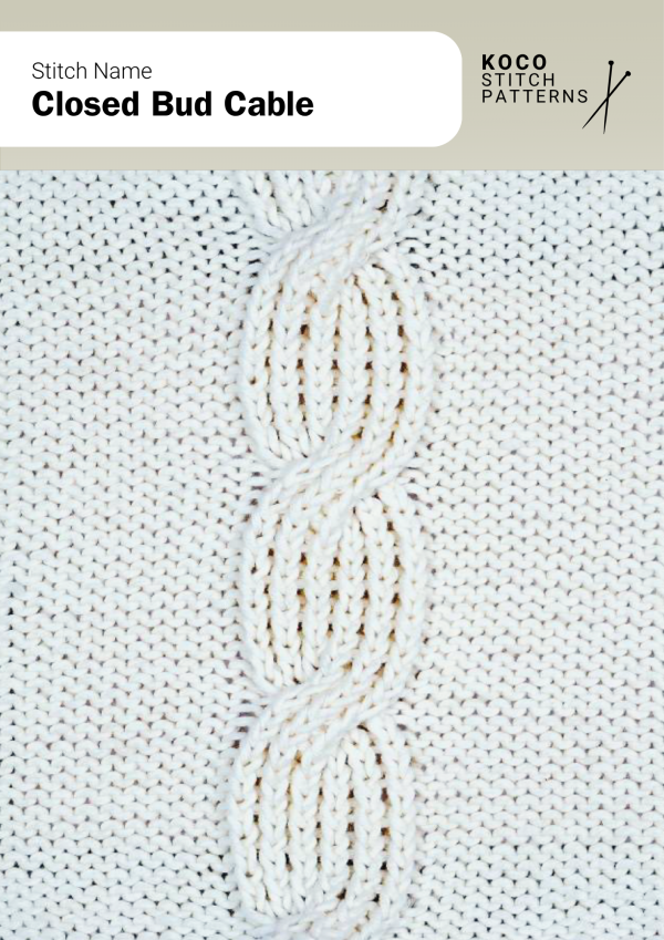 Compact cable motifs shaped like buds, handknit to create floral-inspired texture in knitwear