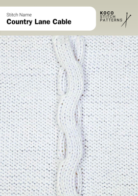 Gently curving cables create a flowing, country-inspired pattern with soft movement Handknit Country Lane Cable stitch showing softly curving vertical cables on a smooth knitted background