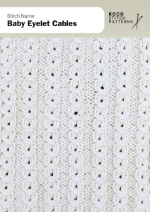 Charming baby eyelet cables arranged in vertical rows, adding subtle structure and texture to handknits Handknit swatch showcasing baby eyelet cable stitch, with neat vertical eyelet columns and soft texture perfect for sweaters, blankets, and baby garments