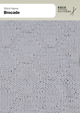 A soft diamond brocade pattern that adds gentle depth and refined texture to smooth knitwear surfaces Handknit fabric with a repeating pattern of softly raised diamond shapes forming a delicate brocade-style texture