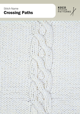 Interwoven cables form a graceful crossing pattern with depth and movement Handknit Crossing Paths cable stitch featuring interlaced cables that twist and cross along a smooth knitted background
