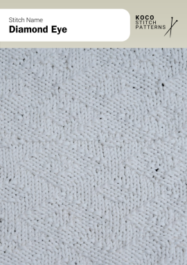 A subtle diamond-eye formation created by angled lines, adding refined movement and texture to the fabric Handknit fabric showing repeating diamond motifs formed by angled lines, creating a subtle textured diamond-eye pattern