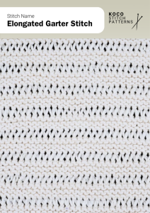 This stitch creates horizontal texture with elongated garter ridges, perfect for airy, lightweight knits Handknit swatch featuring elongated garter stitch, with horizontal ridges and elongated stitches forming a breathable fabric for shawls and scarves