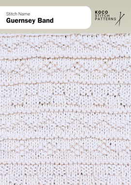 Alternating textured bands create a classic Guernsey-style pattern with a clean, traditional rhythm Handknit fabric showing repeating horizontal textured bands in a classic Guernsey-style knit-and-purl pattern