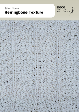 Slim herringbone-style columns add a refined, linear texture with a clean, understated finish Handknit sample featuring slim vertical herringbone-style columns created by small angled stitches, producing a fine textured pattern