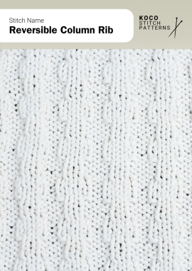Soft vertical ribs run cleanly across both sides of the fabric, offering a flexible, fully reversible texture Handknit sample with narrow reversible vertical ribs creating a smooth, balanced texture on both sides