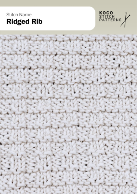 Gentle horizontal ridges add soft structure and a comfortable, textured finish Handknit fabric showing repeating horizontal ridged ribs that create a soft, lightly textured pattern