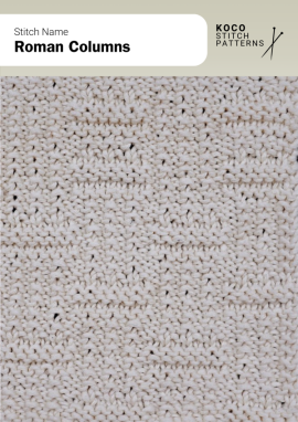 Soft, staggered vertical textures create a subtle column-like effect with gentle depth Handknit sample featuring small staggered vertical textures that create a subtle Roman column effect