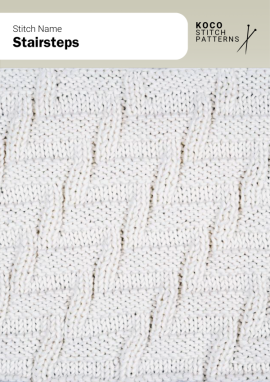 Angled segments form a gentle stair-step effect, adding movement and textured depth Handknit fabric showing repeating diagonal stair-step segments that create a textured zigzag pattern