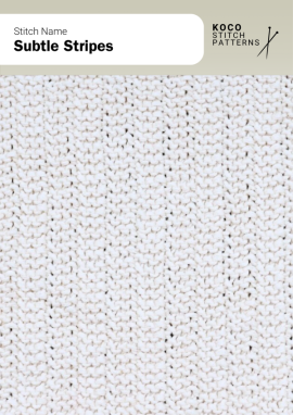 Fine horizontal stripes add a soft, understated texture across the surface Handknit sample featuring closely spaced horizontal ridges that create a soft, subtle striped texture