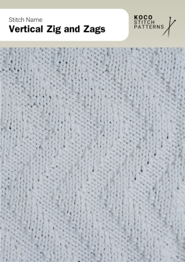 Slim vertical zigzags travel cleanly up the fabric, adding crisp directional texture Handknit fabric showing repeating vertical zigzag lines creating a subtle directional texture
