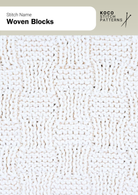 Soft woven-style blocks interlock across the fabric, adding gentle structure and visual interest Handknit sample featuring repeating woven-style blocks that create a textured interlocking pattern