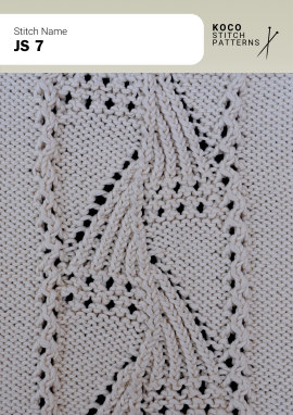 A bold diamond-shaped cable motif with airy lace accents adds graphic texture to handknit fabric