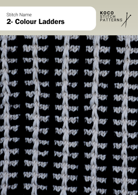 A two-colour ladder design that adds clean vertical structure and bold contrast to knit fabrics Handknit two-colour ladder pattern with light vertical bars over a dark background