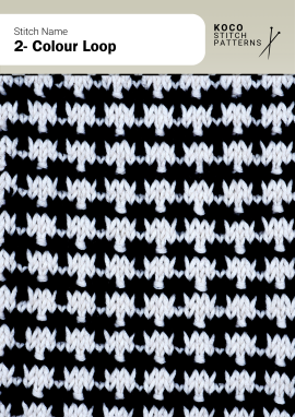 Two-colour looped stitches arranged in bold horizontal bands for a striking textured effect Handknit two-colour loop pattern with light looped motifs over a dark background