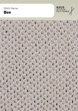 The Bee stitch creates a dense, honeycomb-like texture with soft depth and warmth Close-up of the Bee stitch in cream yarn, showing small, interlocking honeycomb-like texture with a dense knit structure