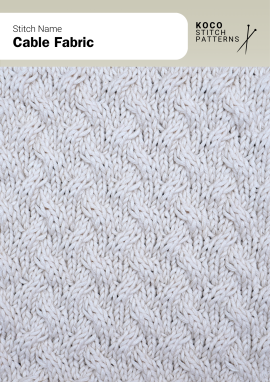 Flowing cables arranged in a soft, wave-like pattern that adds gentle movement to knitwear Handknit cable fabric with repeating wavy cables in light yarn