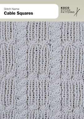 A cable stitch forming structured squares, perfect for bold, geometric knits Handknit cable square pattern with vertical ribs and raised square motifs