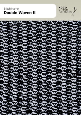 A two-colour woven effect created with compact, repeating floats for a richly textured surface Handknit two-colour double woven pattern with small light floats over a dark background