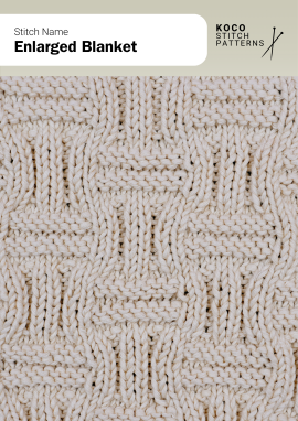 The Enlarged Blanket stitch forms a bold, textured grid of interlocking blocks Close-up of the Enlarged Blanket stitch in cream yarn, showing raised rectangular blocks forming an interlocking grid texture