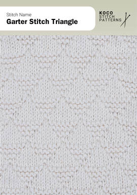 The Garter Stitch Triangle pattern displays repeating triangular shapes in soft texture Close-up of the Garter Stitch Triangle pattern in cream yarn, showing alternating raised triangles made from garter and smooth knit sections
