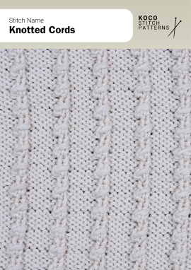 Tightly twisted cable cords arranged in neat vertical lines for a refined texture Handknit knotted cord pattern with slim, twisted cables on a textured background