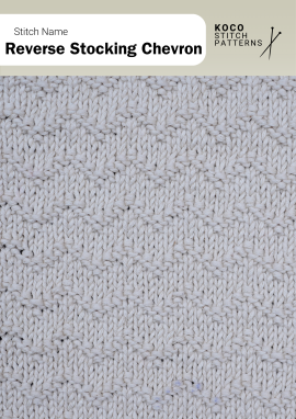Subtle chevron ridges formed through reverse stocking stitches, adding gentle texture ideal for modern knitwear and home décor projects Handknit reverse stocking chevron stitch with subtle zigzag texture in light yarn