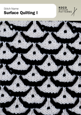 A bold two-colour quilting effect with raised arcs that create a sculptural, scalloped surface Handknit surface quilting pattern with light scalloped arcs over a dark background