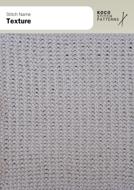 A softly raised allover texture adds understated depth and warmth to handknit fabric Close up of the Texture handknit stitch pattern in white yarn, showing a subtle allover raised texture created with repeating knit stitches