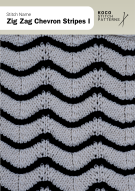 A bold two-colour chevron pattern with flowing zigzag stripes that add dynamic movement to the fabric Handknit zigzag chevron stripe pattern with light and dark wavy bands